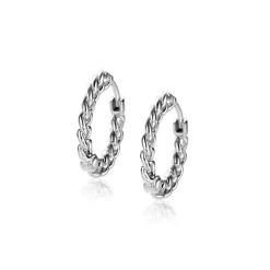 17mm ZINZI zilveren oorringen, vanaf zijkant gourmet schakel zichtbaar, 2mm breed, met luxe klapsluiting  ZIO1414