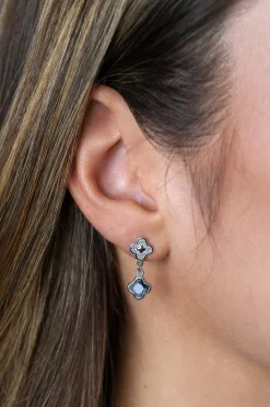 20mm ZINZI zilveren oorsieraden met blauwe klavers 8mm ZIO2582