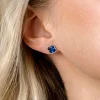 9mm ZINZI zilveren oorstekers in klaver vorm met donkerblauwe zirkonia ZIO2663DB