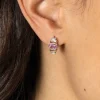 13mm ZINZI zilveren oorstekers baguette geslepen zirconia's wit, champagne en roze ZIO2490