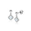 14mm ZINZI zilveren oorstekers met licht blauwe klavers 7mm ZIO2905B