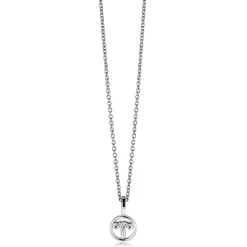 9mm ZINZI zilveren Ram sterrenbeeldhanger bezet met witte zirconia ZIH-RAM (zonder collier)