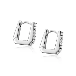 12mm ZINZI zilveren rechthoekige oorringen, strakke buis bezet met een rij witte zirkonia’s, luxe klapsluiting ZIO2878