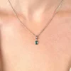17mm ZINZI zilveren rechthoekige hanger bezet met een petrol blauwe kleursteen ZIH2614 (zonder collier)