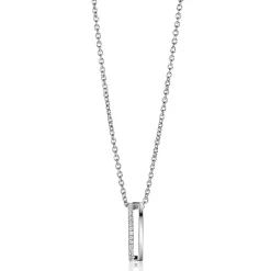 15mm ZINZI zilveren strakke hanger bezet met witte zirconia's ZIH2452 (zonder collier)
