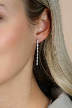 40mm ZINZI zilveren tennis oorstekers met rijzetting witte zirconia's ZIO2795