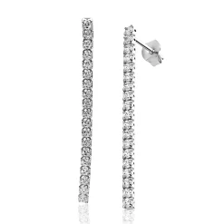 40mm ZINZI zilveren tennis oorstekers met rijzetting witte zirconia's ZIO2795