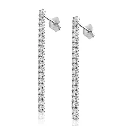 40mm ZINZI zilveren tennis oorstekers met rijzetting witte zirconia's ZIO2795