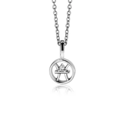 9mm ZINZI zilveren Vis sterrenbeeldhanger bezet met witte zirconia ZIH-VIS (zonder collier)