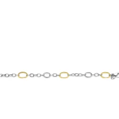 ZINZI bicolor zilveren schakelarmband met drie ovale goldplated schakels ZIA2785