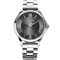 ZINZI Classy Mini horloge 30mm grijze wijzerplaat stalen kast en band ziw1224