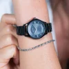 ZINZI Classy Mini horloge 30mm zwarte wijzerplaat zwarte stalen kast en band ziw1237