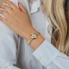 ZINZI Etoile Nuit horloge 20mm parelmoer wijzerplaat, witte zirkonia's als uur-aanduiding, goudkleurige stalen kast en schakelband, Japans uurwerk ZIW3134