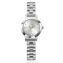 ZINZI Etoile Nuit horloge 20mm zilverkleurige wijzerplaat, witte zirkonia's als uur-aanduiding, zilverkleurige stalen kast en schakelband, Japans uurwerk ZIW3102