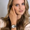 ZINZI Glam horloge zilverkleurige wijzerplaat stalen kast stalen mesh band grijze chrono 34mm extra dun ZIW539M