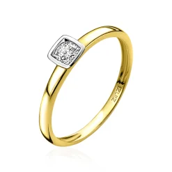 ZINZI Gold 14 karaat gouden aanschuifring vierkant wit ZGR150