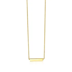ZINZI Gold 14 karaat gouden collier plaatje glad 42cm ZGC176