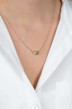 ZINZI Gold 14 karaat gouden ketting 45cm met druppelvormige hanger 13mm ZGC557