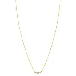 ZINZI Gold 14 karaat gouden ketting met vijf ronde witte zirconia's op een rij 45cm ZGC556