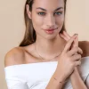 ZINZI Gold 14 karaat gouden massieve armband met valkenoog schakels en glimmende plaatjes 2,6mm breed 17-19cm ZGA499