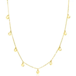 ZINZI Gold 14 karaat gouden massieve ketting met 9 bungelende rondjes 40-45cm ZGC488