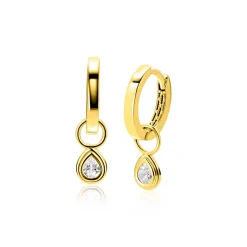 ZINZI Gold 14 karaat gouden oorbedels met druppelvormige witte zirconia ZGCH559 (zonder oorringen)