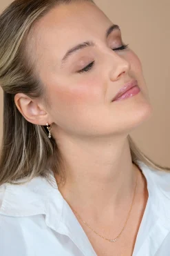 ZINZI Gold 14 karaat gouden oorbedels met drie aflopende ronde witte zirconia's ZGCH556 (zonder oorringen)