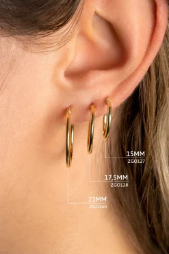 ZINZI Gold 14 karaat gouden oorringen ronde buis 15 x 1,5mm ZGO127