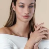 ZINZI Gold 14 krt gouden anker ketting met zeven ronde hangertjes, bezet met witte zirconia's 40-43cm ZGC451