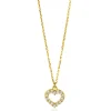 ZINZI Gold 14 krt gouden anker ketting met sierlijk open hartje (7mm), bezet met witte zirconia's 40-42,5cm ZGC450
