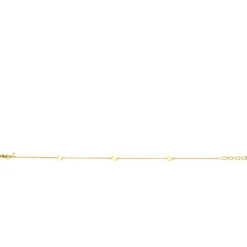 ZINZI Gold 14 krt gouden armband met subtiele jasseron schakels en drie ronde gladde plaatjes 5mm breed 18-20cm ZGA444