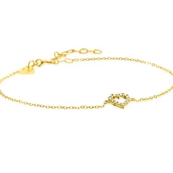 ZINZI Gold 14 krt gouden armband met sierlijk open hartje (7mm), bezet met witte zirconia's 16,5-19,5cm ZGA450