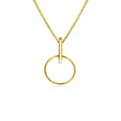 ZINZI Gold 14 krt gouden hanger 18mm met open ronde vorm en trendy staafje als hangoog ZGH404 (zonder collier)