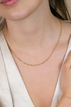 ZINZI Gold 14 krt gouden ketting met bewerkte ovale schakels 3mm breed 45cm ZGC538