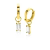 ZINZI Gold 14 krt gouden oorbedels bezet met baquette geslepen witte zirconia 7mm in chatonzetting ZGCH424 (zonder oorringen)