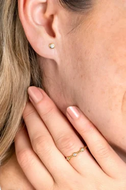ZINZI Gold 14 krt gouden ring met bolletjes scheen en bezet met drie ronde witte zirconia's in bolletjes zetting van 3mm ZGR309