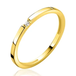 ZINZI Gold 14 krt gouden ring (1,6mm breed) bezet met witte zirconia ZGR561