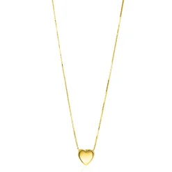 ZINZI Gold 14 krt gouden venetiaanse ketting 45cm met sierlijk glad hartje van 7mm ZGC486