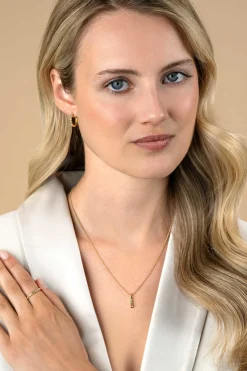 ZINZI gold plated zilveren aanschuifring 2mm breed bezet met champagne, peridot en witte zirconia's ZIR2612