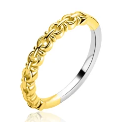 ZINZI goldplated zilveren aanschuifring met fantasie schakels ZIR2802