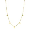 ZINZI gold plated zilveren ankerketting met kleine bolletjes en vijf gladde hartjes 42-45cm ZIC2531G