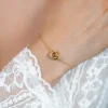 ZINZI gold plated zilveren armband met fijne ankerschakel en drie verbonden ringen ZIA2890G