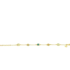 ZINZI gold plated zilveren armband met drie vierkante kleurstenen in zachte groentinten, afgewisseld met ronde structuurelementen ZIA2904