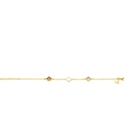 ZINZI gold plated zilveren armband met drie klavervormige zettingen met bruine kleurstenen ZIA2772