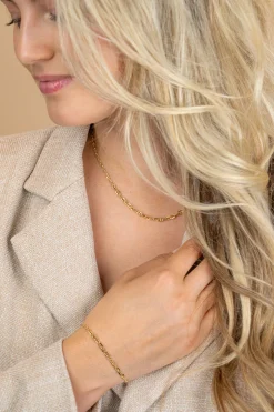 ZINZI gold plated zilveren armband met aflopende marine-schakels (3,8mm breed) 17–20cm ZIA2762G