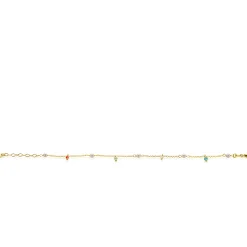 ZINZI gold plated zilveren armband met witte parels en bungelende beads (5,5 mm) in frisse kleuren 17-20cm ZIA2705G