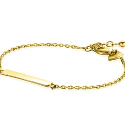ZINZI gold plated zilveren armband met glanzend plaatje om te graveren 17-20cm ZIA2344G