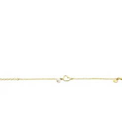 ZINZI gold plated zilveren armband met open hartje en bungelend witte zoetwaterparel 16-19cm ZIA2642