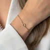 ZINZI gold plated zilveren armband met open rondje (7,5mm) bezet met witte zirconia's 16,5-19,5cm ZIA2550Y