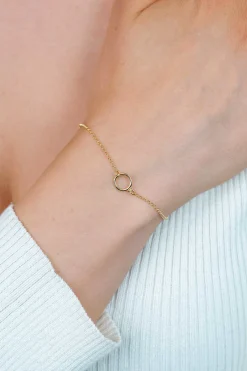ZINZI gold plated zilveren armband met open rondje 16,5-19cm ZIA2523G